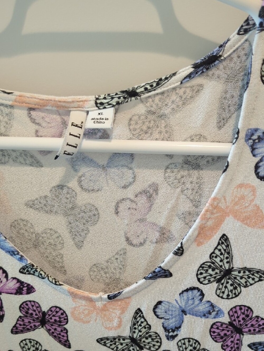 Elle White Cold-Shoulder Butterfly Tank Top in Purple/Blue/Peach/Black - Picture 2 of 5